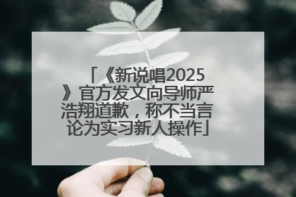 《新说唱2025》官方发文向导师严浩翔道歉，称不当言论为实习新人操作
