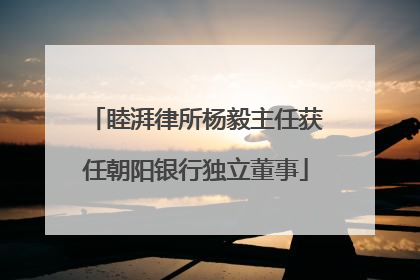 睦湃律所杨毅主任获任朝阳银行独立董事