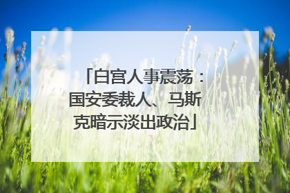 白宫人事震荡：国安委裁人、马斯克暗示淡出政治