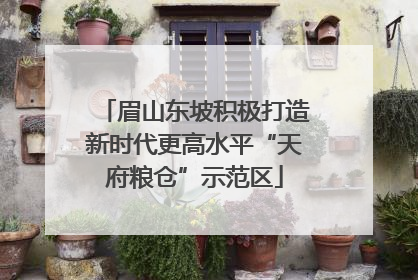 眉山东坡积极打造新时代更高水平“天府粮仓”示范区