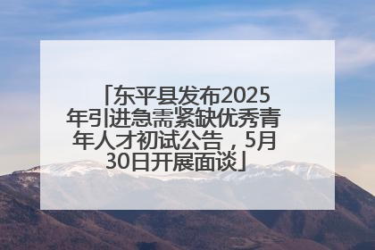 东平县发布2025年引进急需紧缺优秀青年人才初试公告，5月30日开展面谈