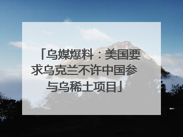乌媒爆料：美国要求乌克兰不许中国参与乌稀土项目