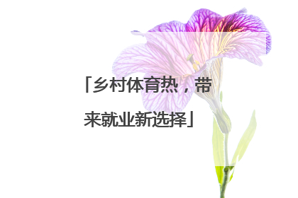 乡村体育热，带来就业新选择