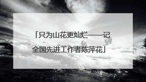 只为山花更灿烂——记全国先进工作者陈萍花