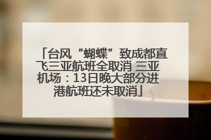 台风“蝴蝶”致成都直飞三亚航班全取消 三亚机场：13日晚大部分进港航班还未取消