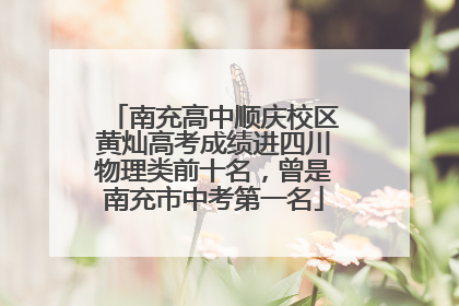 南充高中顺庆校区黄灿高考成绩进四川物理类前十名，曾是南充市中考第一名
