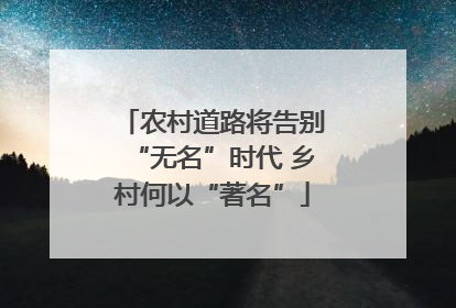 农村道路将告别“无名”时代 乡村何以“著名”