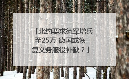 北约要求德军增兵至25万 德国或恢复义务服役补缺？