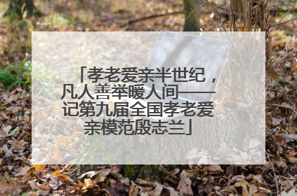 孝老爱亲半世纪，凡人善举暖人间——记第九届全国孝老爱亲模范殷志兰