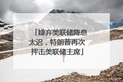 嫌弃美联储降息太迟，特朗普再次抨击美联储主席