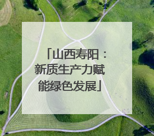 山西寿阳：新质生产力赋能绿色发展