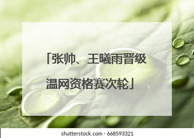 张帅、王曦雨晋级温网资格赛次轮