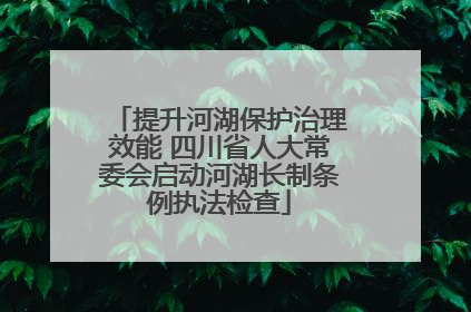 提升河湖保护治理效能 四川省人大常委会启动河湖长制条例执法检查