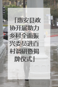 惠安县政协开展助力乡村全面振兴委员进百村调研暨揭牌仪式