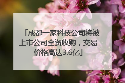 成都一家科技公司将被上市公司全资收购，交易价格高达3.6亿