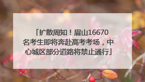 扩散周知！眉山16670名考生即将奔赴高考考场，中心城区部分道路将禁止通行