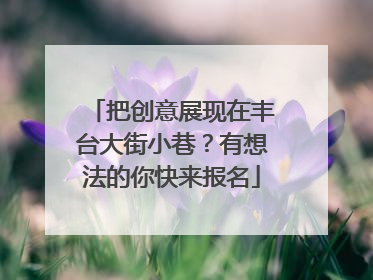 把创意展现在丰台大街小巷？有想法的你快来报名