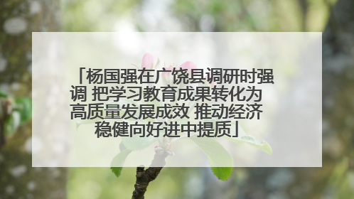 杨国强在广饶县调研时强调 把学习教育成果转化为高质量发展成效 推动经济稳健向好进中提质