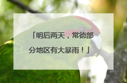 明后两天，常德部分地区有大暴雨！