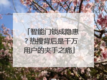 智能门锁成隐患？热搜背后是千万用户的夹手之痛