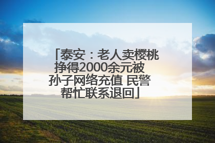 泰安：老人卖樱桃挣得2000余元被孙子网络充值 民警帮忙联系退回