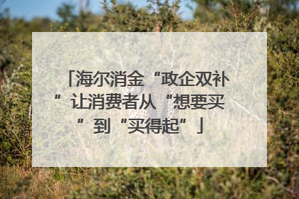海尔消金“政企双补”让消费者从“想要买”到“买得起”