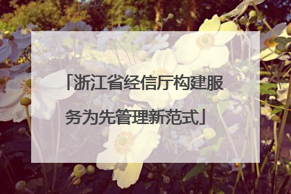 浙江省经信厅构建服务为先管理新范式