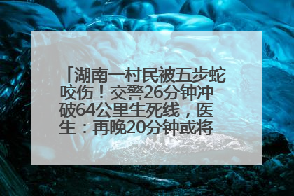 湖南一村民被五步蛇咬伤！交警26分钟冲破64公里生死线，医生：再晚20分钟或将呼吸肌麻痹