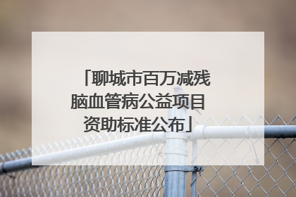 聊城市百万减残脑血管病公益项目资助标准公布