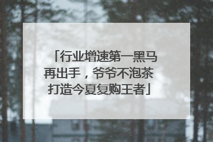 行业增速第一黑马再出手，爷爷不泡茶打造今夏复购王者