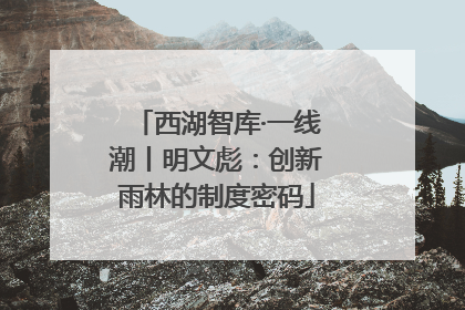 西湖智库·一线潮丨明文彪：创新雨林的制度密码