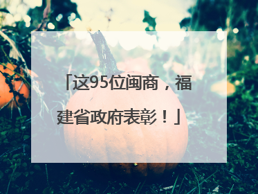 这95位闽商，福建省政府表彰！