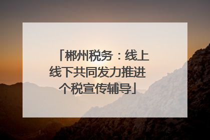 郴州税务：线上线下共同发力推进个税宣传辅导