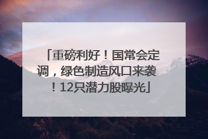 重磅利好！国常会定调，绿色制造风口来袭！12只潜力股曝光