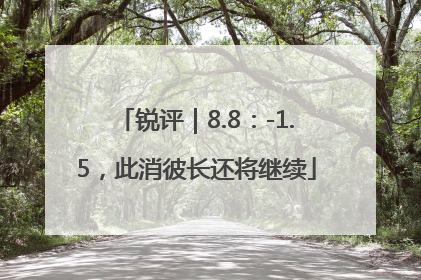 锐评｜8.8：-1.5，此消彼长还将继续