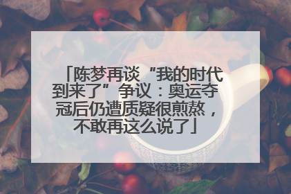 陈梦再谈“我的时代到来了”争议：奥运夺冠后仍遭质疑很煎熬，不敢再这么说了