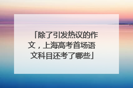 除了引发热议的作文，上海高考首场语文科目还考了哪些