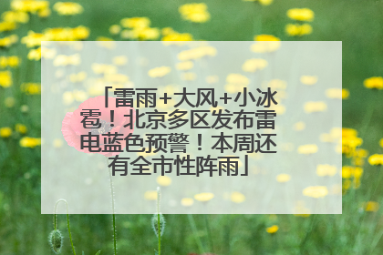 雷雨+大风+小冰雹！北京多区发布雷电蓝色预警！本周还有全市性阵雨