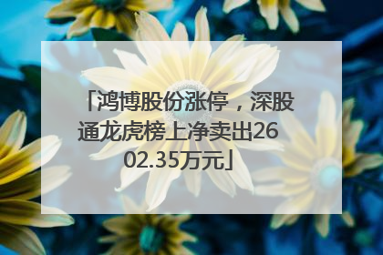 鸿博股份涨停，深股通龙虎榜上净卖出2602.35万元